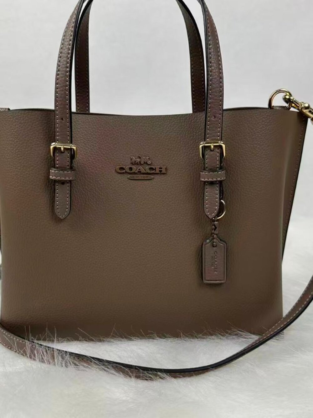Coach Mollie Tote Bag 25 Crossbody In Leather/Gold/Dark Stone CV966 NWT - Picture 2 of 9